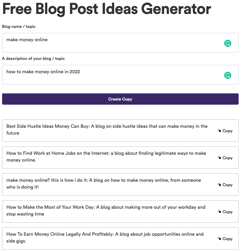 Copy AI Free Blog Post Ideas Generator 