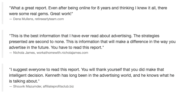 Insider Advertising Report Testimonials