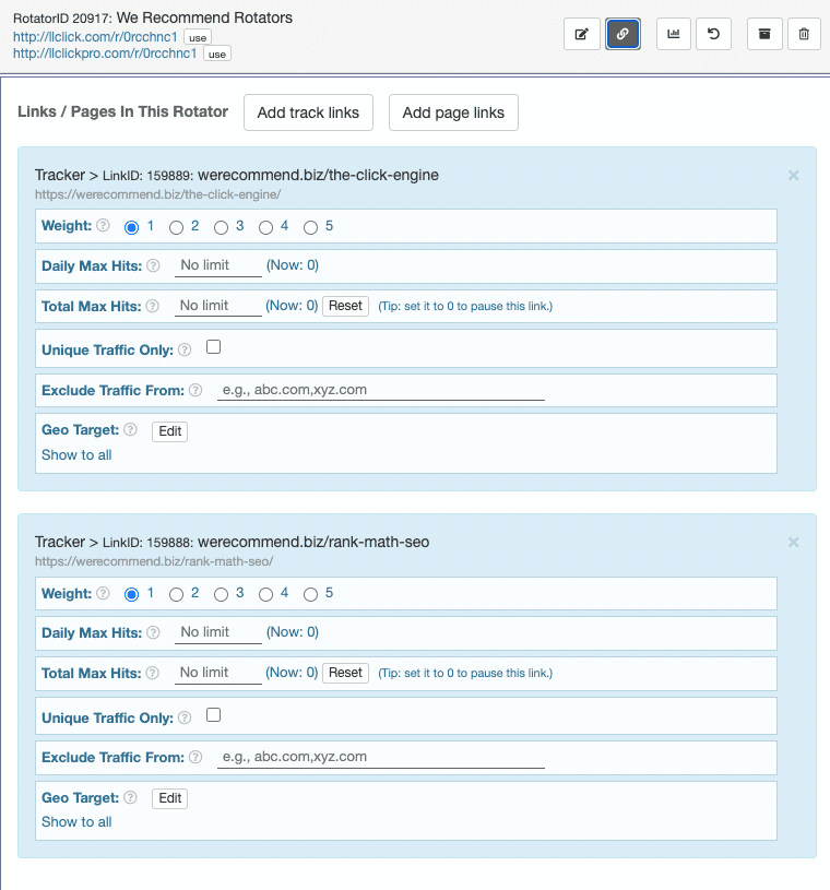 Rotators - Settings