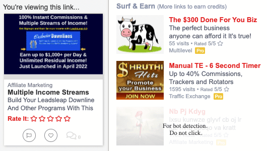 Earn Credits - Do Not Click Ads With Bot Detection Sign