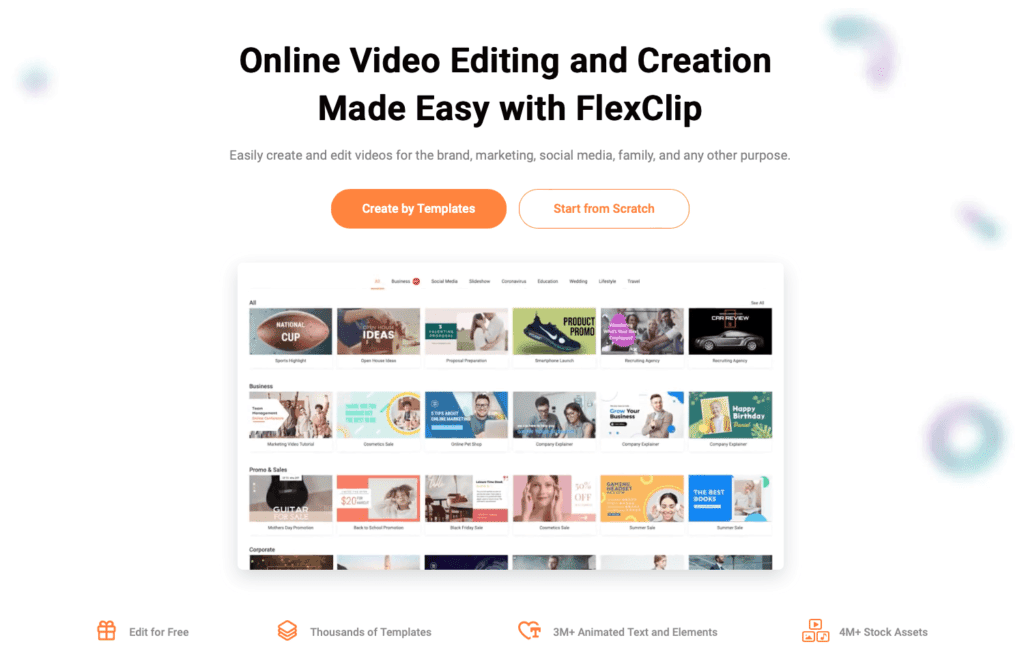 FlexClip Review - Home Page
