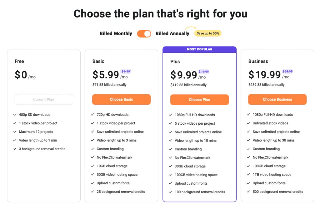 FlexClip Review - Pricing