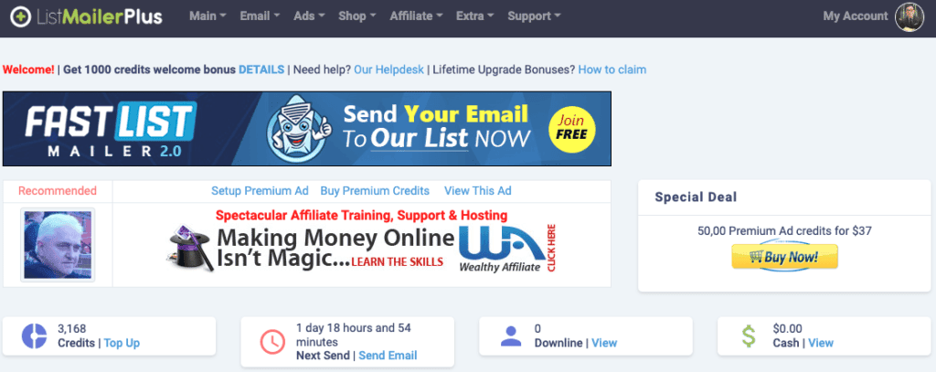 List Mailer Plus Review - Membership Area 1