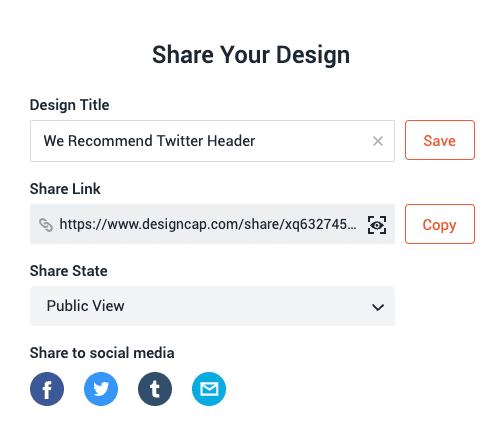 DesignCap Review - Share Options