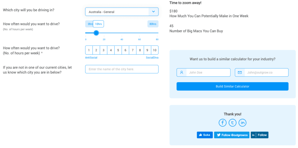 Outgrow Review - Calculator Example