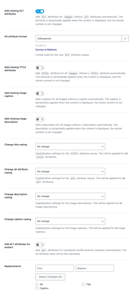 General Settings - Images