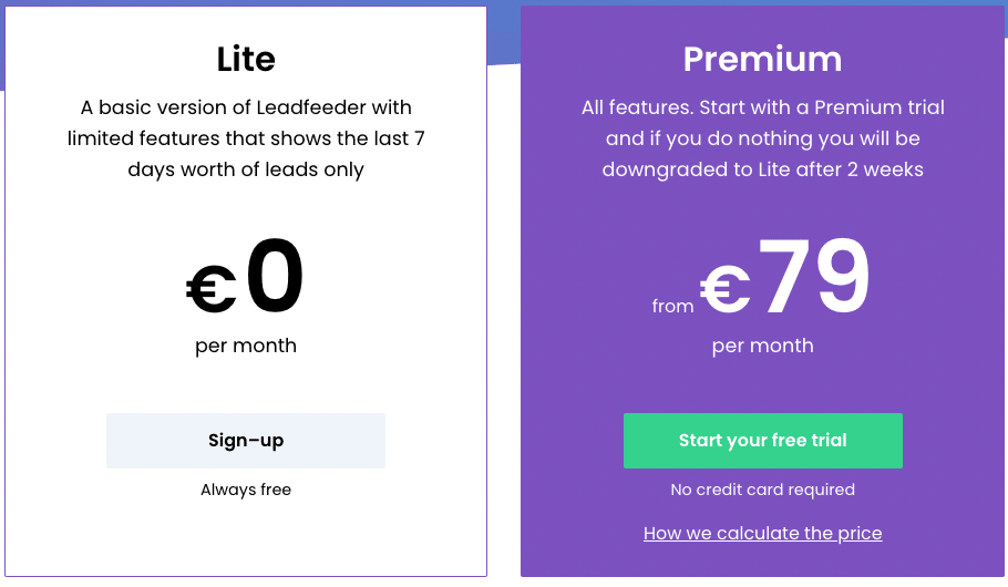 Leadfeeder Review - Pricing