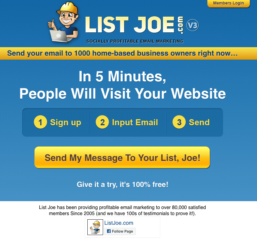 ListJoe Review - Login Page