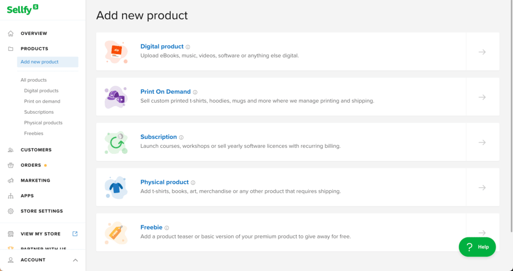 Sellfy Review - Add new product