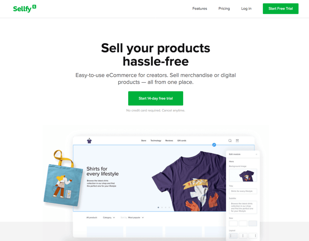 Sellfy Review - Home Page