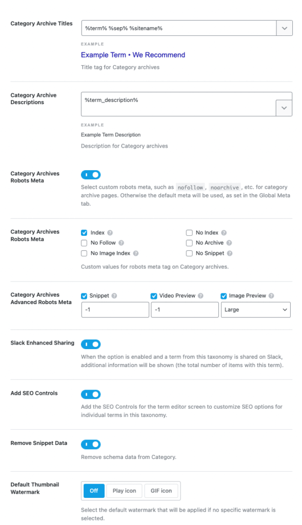 Titles and Meta - Categories 1