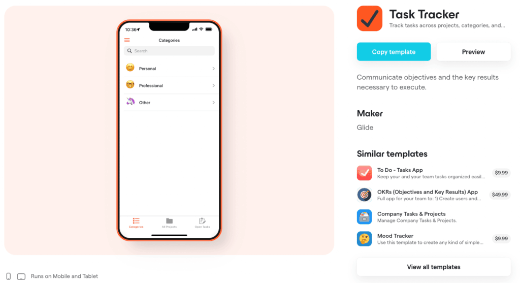 Glide App Review - Task Tracker Template