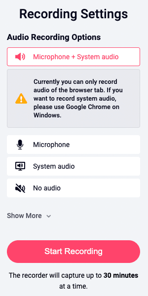 RecordCast Review - Recording Settings