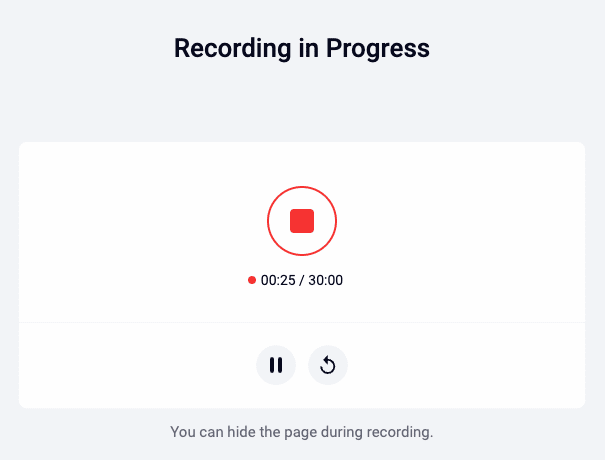 RecordCast Review - Recording in Progress Page