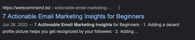 Actionable Email Marketing Insights for Beginners Example