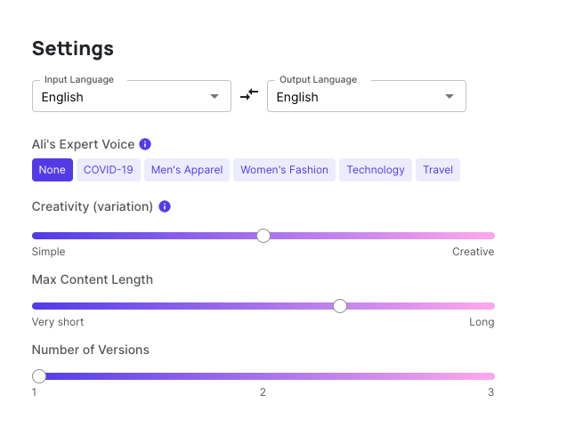 Copysmith Review - Bulk Content Generation Settings