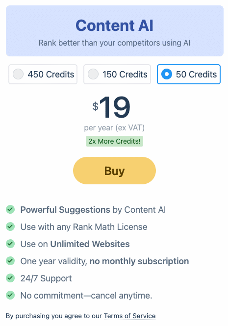 Rank Math Content AI Review - Content AI Pricing