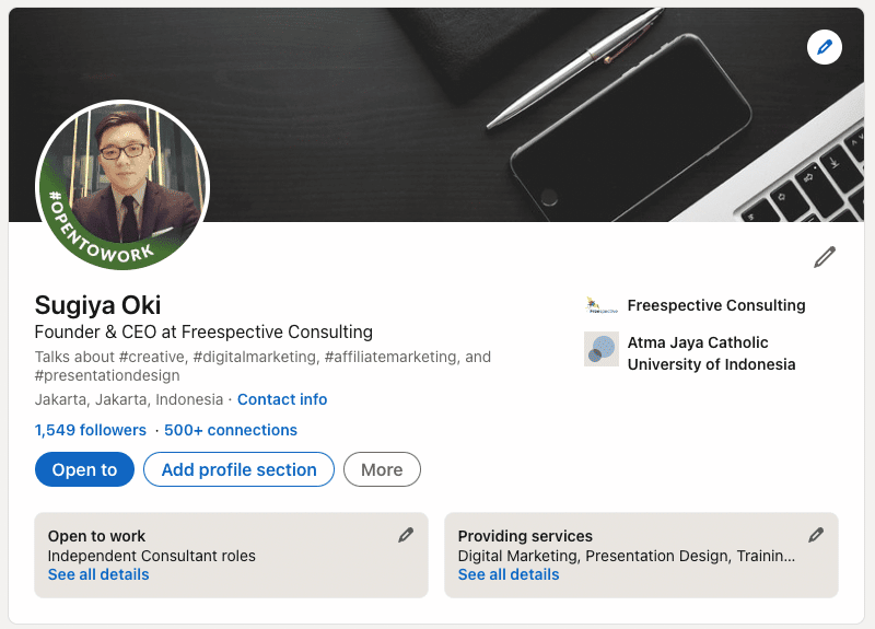 Sugiya Oki LinkedIn Profile