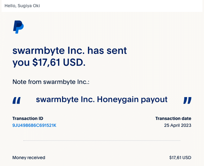 Income Report - Honeygain