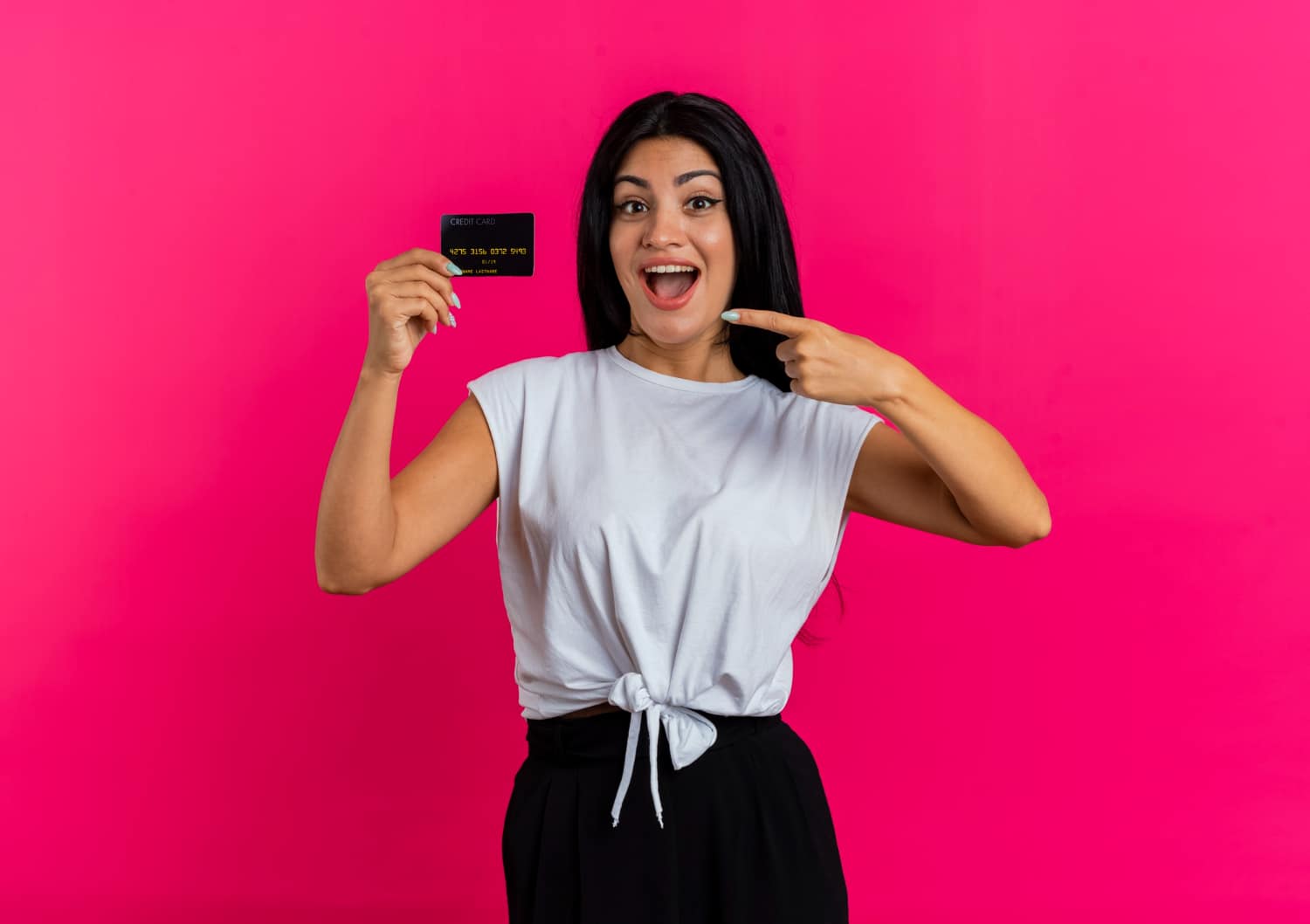 A woman with her Scotiabank Gold American Express.