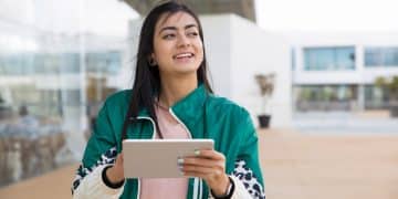 Girl using the Best Tablets for Students.