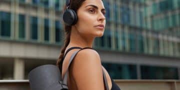 Woman using Workout Headphones.