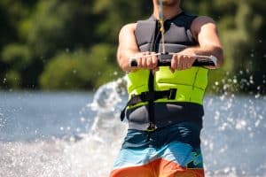 a man enjoying water sports.