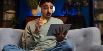 A man watching True Crime TV Shows.