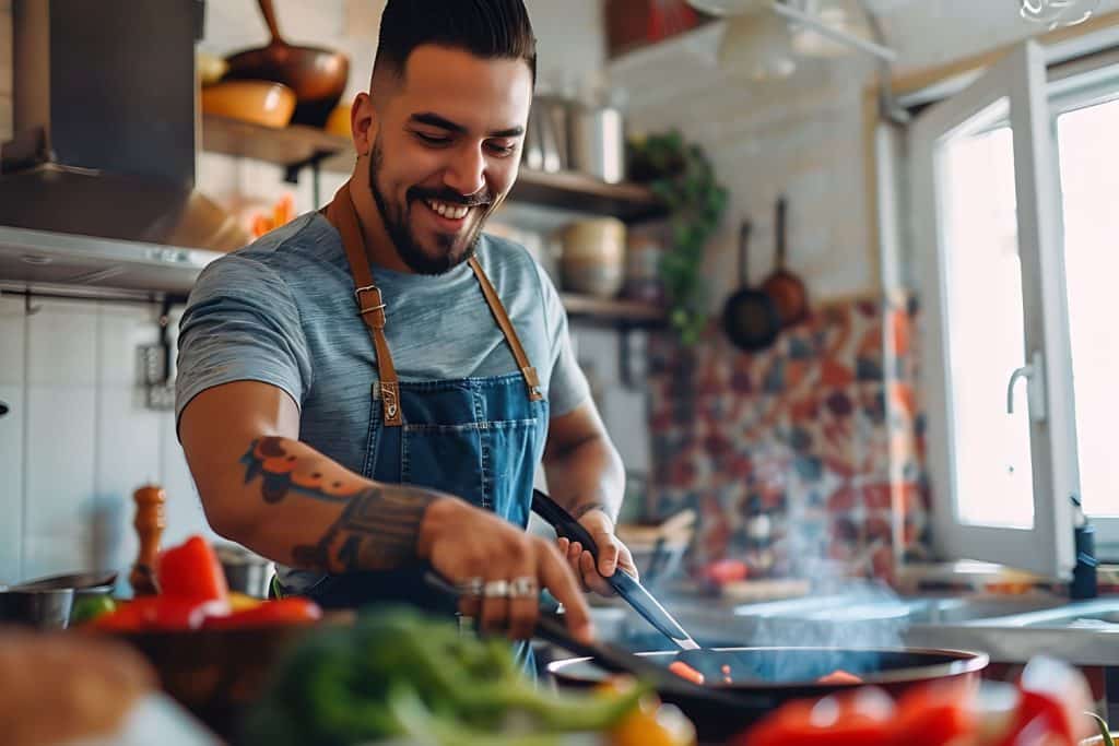 a man cooking with Best Kitchen Gadgets.