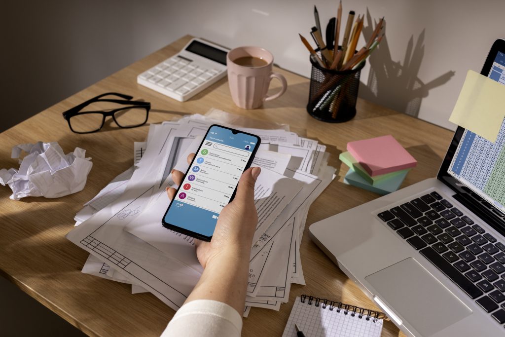 Workspace illustrating the importance of focus and digital well-being